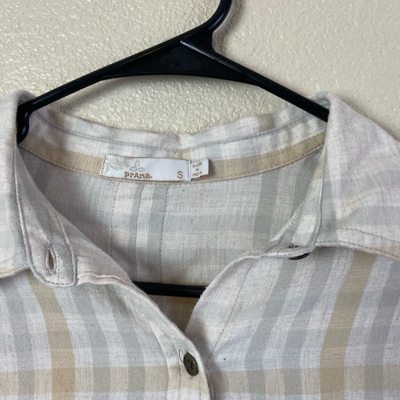 prAna Beige Plaid Button Down Flannel - Picture 5 of 8